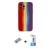 MARSİLYAN™- iPhone 12 Pro Max Kılıf Yadigar Çizgi - Siyah 5D Eko Cam Ekran Koruyucu + Sierra Blue Shine Kamera Lens Koruma Cam