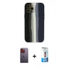 MARSİLYAN™- iPhone 12 Pro Max Kılıf Yadigar Çizgi - Siyah 5D Eko Cam Ekran Koruyucu + Neon Fosforlu Kamera Lens - TU