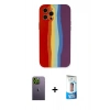 MARSİLYAN™- iPhone 12 Pro Max Kılıf Yadigar Çizgi - Siyah 5D Eko Cam Ekran Koruyucu + Neon Fosforlu Kamera Lens - YL