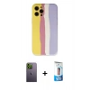 MARSİLYAN™- iPhone 12 Pro Max Kılıf Yadigar Çizgi - Siyah 5D Eko Cam Ekran Koruyucu + Neon Fosforlu Kamera Lens - YL