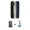 MARSİLYAN™- iPhone 12 Pro Max Kılıf Yadigar Çizgi - Siyah 5D Eko Cam Ekran Koruyucu + Neon Fosforlu Kamera Lens - YL