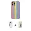 MARSİLYAN™- iPhone 12 Pro Max Kılıf Yadigar Çizgi - Siyah 6D Mat Seramik Hayalet Nano Ekran Koruyucu + Gold Shine Kamera Lens