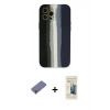 MARSİLYAN™- iPhone 12 Pro Max Kılıf Yadigar Çizgi - Siyah 6D Mat Seramik Hayalet Nano Ekran Koruyucu + Metal Kamera Lens Koruma Cam - GD