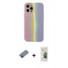 MARSİLYAN™- iPhone 12 Pro Max Kılıf Yadigar Çizgi - Siyah 6D Mat Seramik Hayalet Nano Ekran Koruyucu + Kırmızı Metal Kamera Lens Koruma Cam