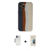 MARSİLYAN™- iPhone 12 Pro Max Kılıf Yadigar Çizgi - Siyah 6D Mat Seramik Hayalet Nano Ekran Koruyucu + Lacivert Shine Kamera Lens