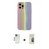 MARSİLYAN™- iPhone 12 Pro Max Kılıf Yadigar Çizgi - Siyah 6D Mat Seramik Hayalet Nano Ekran Koruyucu + Lacivert Shine Kamera Lens