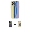 MARSİLYAN™- iPhone 12 Pro Max Kılıf Yadigar Çizgi - Siyah 6D Mat Seramik Hayalet Nano Ekran Koruyucu + Neon Fosforlu Kamera Lens - YL
