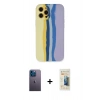 MARSİLYAN™- iPhone 12 Pro Max Kılıf Yadigar Çizgi - Siyah 6D Mat Seramik Hayalet Nano Ekran Koruyucu + Neon Fosforlu Kamera Lens - MI