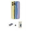 MARSİLYAN™- iPhone 12 Pro Max Kılıf Yadigar Çizgi - Siyah 6D Mat Seramik Hayalet Nano Ekran Koruyucu + Sarı Renkli Kamera Lens Koruma Cam
