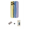 MARSİLYAN™- iPhone 12 Pro Max Kılıf Yadigar Çizgi - Siyah 6D Mat Seramik Hayalet Nano Ekran Koruyucu + Sierra Blue Shine Kamera Lens Koruma Cam
