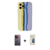 MARSİLYAN™- iPhone 12 Pro Max Kılıf Yadigar Çizgi - Siyah 6D Mat Seramik Hayalet Nano Ekran Koruyucu + Neon Fosforlu Kamera Lens - TU