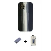MARSİLYAN™- iPhone 12 Pro Max Kılıf Yadigar Çizgi - Siyah Bilvis Hayalet Cam Ekran Koruyucu + Metal Kamera Lens Koruma Cam - GD