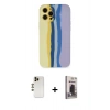 MARSİLYAN™- iPhone 12 Pro Max Kılıf Yadigar Çizgi - Siyah Bilvis Hayalet Cam Ekran Koruyucu + Shine Kamera Lens - GD