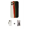 MARSİLYAN™- iPhone 12 Pro Max Kılıf Yadigar Çizgi - Siyah Bilvis Hayalet Cam Ekran Koruyucu + Shine Kamera Lens - GD