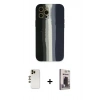 MARSİLYAN™- iPhone 12 Pro Max Kılıf Yadigar Çizgi - Siyah Bilvis Hayalet Cam Ekran Koruyucu + Shine Kamera Lens - GD