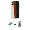 MARSİLYAN™- iPhone 12 Pro Max Kılıf Yadigar Çizgi - Siyah Bilvis Hayalet Cam Ekran Koruyucu + Metal Kamera Lens Koruma Cam - KI