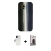 MARSİLYAN™- iPhone 12 Pro Max Kılıf Yadigar Çizgi - Siyah Bilvis Hayalet Cam Ekran Koruyucu + Shine Kamera Lens - LT