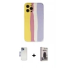 MARSİLYAN™- iPhone 12 Pro Max Kılıf Yadigar Çizgi - Siyah Bilvis Hayalet Cam Ekran Koruyucu + Shine Kamera Lens - LT