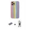 MARSİLYAN™- iPhone 12 Pro Max Kılıf Yadigar Çizgi - Siyah Bilvis Hayalet Cam Ekran Koruyucu + Renkli Kamera Lens Koruma Cam - MI