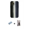 MARSİLYAN™- iPhone 12 Pro Max Kılıf Yadigar Çizgi - Siyah Bilvis Hayalet Cam Ekran Koruyucu + Shine Kamera Lens Koruma Cam - MI