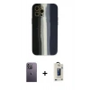 MARSİLYAN™- iPhone 12 Pro Max Kılıf Yadigar Çizgi - Siyah Bilvis Hayalet Cam Ekran Koruyucu + Neon Fosforlu Kamera Lens - BZ