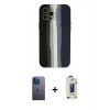 MARSİLYAN™- iPhone 12 Pro Max Kılıf Yadigar Çizgi - Siyah Bilvis Hayalet Cam Ekran Koruyucu + Neon Fosforlu Kamera Lens - MI