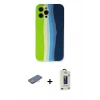 MARSİLYAN™- iPhone 12 Pro Max Kılıf Yadigar Çizgi - Siyah Bilvis Hayalet Cam Ekran Koruyucu + Renkli Kamera Lens Koruma Cam - PE