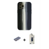 MARSİLYAN™- iPhone 12 Pro Max Kılıf Yadigar Çizgi - Siyah Bilvis Hayalet Cam Ekran Koruyucu + Renkli Kamera Lens Koruma Cam - PE