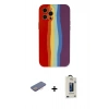 MARSİLYAN™- iPhone 12 Pro Max Kılıf Yadigar Çizgi - Siyah Bilvis Hayalet Cam Ekran Koruyucu + Renkli Kamera Lens Koruma Cam - PE