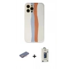 MARSİLYAN™- iPhone 12 Pro Max Kılıf Yadigar Çizgi - Siyah Bilvis Hayalet Cam Ekran Koruyucu + Renkli Kamera Lens Koruma Cam - PE