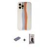 MARSİLYAN™- iPhone 12 Pro Max Kılıf Yadigar Çizgi - Siyah Bilvis Hayalet Cam Ekran Koruyucu + Renkli Kamera Lens Koruma Cam - MI