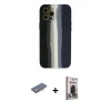 MARSİLYAN™- iPhone 12 Pro Max Kılıf Yadigar Çizgi - Siyah Bilvis Hayalet Cam Ekran Koruyucu + Renkli Kamera Lens Koruma Cam - MI