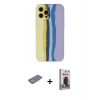 MARSİLYAN™- iPhone 12 Pro Max Kılıf Yadigar Çizgi - Siyah Bilvis Hayalet Cam Ekran Koruyucu + Renkli Kamera Lens Koruma Cam - SI