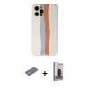 MARSİLYAN™- iPhone 12 Pro Max Kılıf Yadigar Çizgi - Siyah Bilvis Hayalet Cam Ekran Koruyucu + Renkli Kamera Lens Koruma Cam - YL