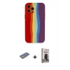 MARSİLYAN™- iPhone 12 Pro Max Kılıf Yadigar Çizgi - Siyah Bilvis Hayalet Cam Ekran Koruyucu + Renkli Kamera Lens Koruma Cam - SI