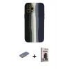 MARSİLYAN™- iPhone 12 Pro Max Kılıf Yadigar Çizgi - Siyah Bilvis Hayalet Cam Ekran Koruyucu + Renkli Kamera Lens Koruma Cam - SI