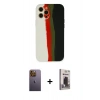 MARSİLYAN™- iPhone 12 Pro Max Kılıf Yadigar Çizgi - Siyah Bilvis Hayalet Cam Ekran Koruyucu + Neon Fosforlu Kamera Lens - SI