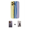 MARSİLYAN™- iPhone 12 Pro Max Kılıf Yadigar Çizgi - Siyah Bilvis Hayalet Cam Ekran Koruyucu + Neon Fosforlu Kamera Lens - SI