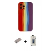 MARSİLYAN™- iPhone 12 Pro Max Kılıf Yadigar Çizgi - Siyah Bilvis Hayalet Cam Ekran Koruyucu + Shine Kamera Lens Koruma Cam - SABE