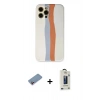 MARSİLYAN™- iPhone 12 Pro Max Kılıf Yadigar Çizgi - Siyah Bilvis Hayalet Cam Ekran Koruyucu + Shine Kamera Lens Koruma Cam - PE