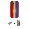 MARSİLYAN™- iPhone 12 Pro Max Kılıf Yadigar Çizgi - Siyah Bilvis Hayalet Cam Ekran Koruyucu + Shine Kamera Lens Koruma Cam - PE