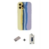 MARSİLYAN™- iPhone 12 Pro Max Kılıf Yadigar Çizgi - Siyah Bilvis Hayalet Cam Ekran Koruyucu + Shine Kamera Lens Koruma Cam - SABE