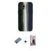 MARSİLYAN™- iPhone 12 Pro Max Kılıf Yadigar Çizgi - Siyah Bilvis Hayalet Cam Ekran Koruyucu + Shine Kamera Lens Koruma Cam - SH