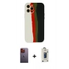MARSİLYAN™- iPhone 12 Pro Max Kılıf Yadigar Çizgi - Siyah Bilvis Hayalet Cam Ekran Koruyucu + Neon Fosforlu Kamera Lens - TU