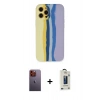 MARSİLYAN™- iPhone 12 Pro Max Kılıf Yadigar Çizgi - Siyah Bilvis Hayalet Cam Ekran Koruyucu + Neon Fosforlu Kamera Lens - TU