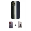 MARSİLYAN™- iPhone 12 Pro Max Kılıf Yadigar Çizgi - Siyah Bilvis Hayalet Cam Ekran Koruyucu + Neon Fosforlu Kamera Lens - TU