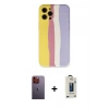 MARSİLYAN™- iPhone 12 Pro Max Kılıf Yadigar Çizgi - Siyah Bilvis Hayalet Cam Ekran Koruyucu + Neon Fosforlu Kamera Lens - TU