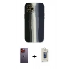 MARSİLYAN™- iPhone 12 Pro Max Kılıf Yadigar Çizgi - Siyah Bilvis Hayalet Cam Ekran Koruyucu + Neon Fosforlu Kamera Lens - TU