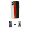 MARSİLYAN™- iPhone 12 Pro Max Kılıf Yadigar Çizgi - Siyah Bilvis Hayalet Cam Ekran Koruyucu + Neon Fosforlu Kamera Lens - YL