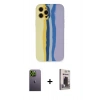 MARSİLYAN™- iPhone 12 Pro Max Kılıf Yadigar Çizgi - Siyah Bilvis Hayalet Cam Ekran Koruyucu + Neon Fosforlu Kamera Lens - YL